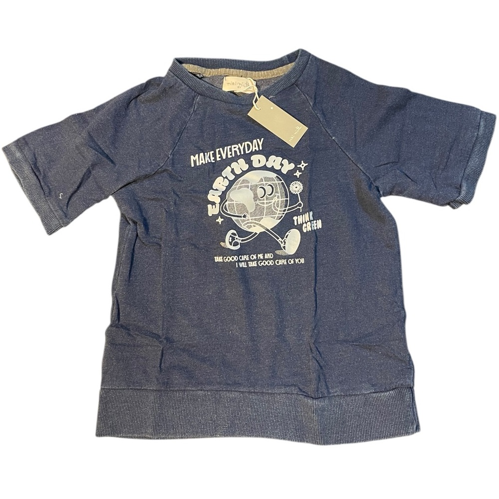 Miki Miette Boys Navy Blue Earth Day T Shirt NWT 6Y‎